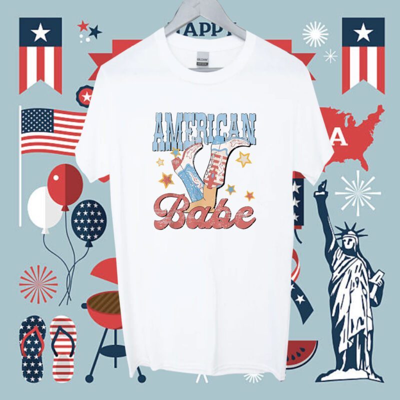 Western Cowgirl Boots Retro American Girls Babe 4th Of July Shirt