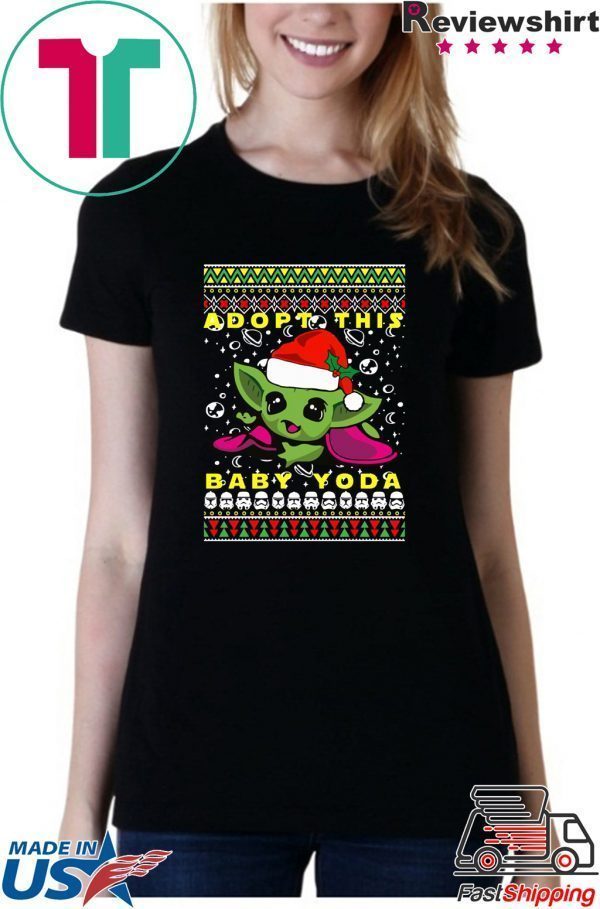 Adopt This Baby Yoda Santa Hat Ugly Christmas Shirt
