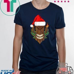 Awesome Tiki with Santa Hat Christmas Hawaii Tee Shirt
