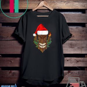 Awesome Tiki with Santa Hat Christmas Hawaii Tee Shirt