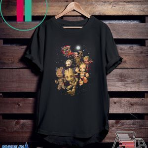 rocket santa and groot reindeer Xmas Shirt