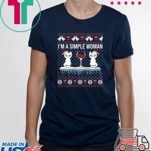 I’m a simple woman who loves cat and wine ugly christmas shirt
