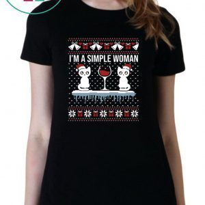 I’m a simple woman who loves cat and wine ugly christmas shirt