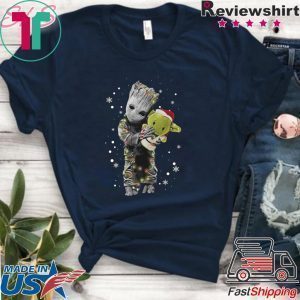 Baby Groot hug Baby Yoda doll Christmas Tee Shirts