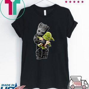 Baby Groot hugging Baby Yoda Tee Shirt
