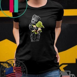 Baby Groot hugging Baby Yoda Tee Shirt