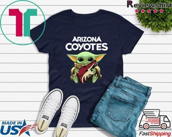 Baby Yoda Hug Arizona Coyotes Tee Shirts