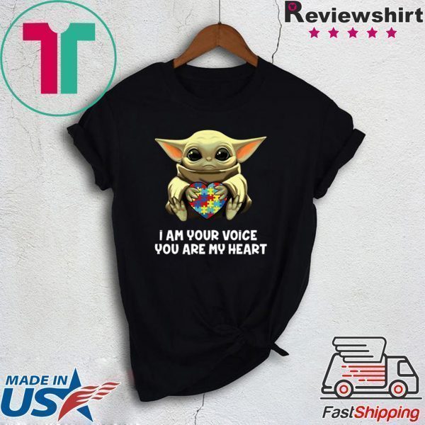 Baby Yoda Hug Autism I Am Voice You Are My Heart Tee Shirts