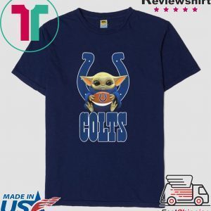 Baby Yoda Hug Indianapolis Colts Ball Logo Tee Shirt