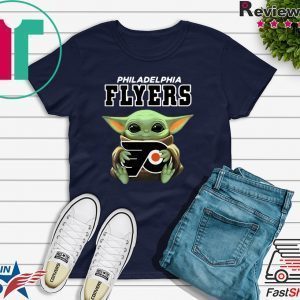 Baby Yoda Hug Philadelphia Flyers Tee Shirt