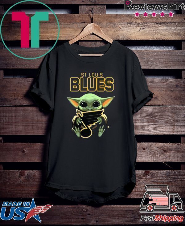 Baby Yoda Hug St Louis Blues Star Wars Tee Shirt