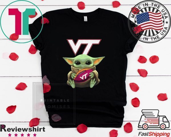 Baby Yoda Hug Virginia Tech Ball Logo Tee Shirt