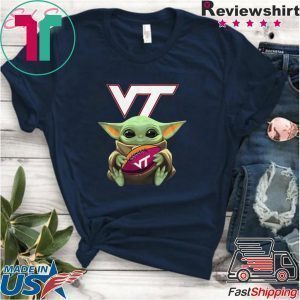 Baby Yoda Hug Virginia Tech Ball Logo Tee Shirt