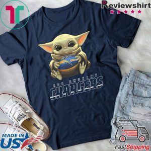 Baby Yoda Hugs Los Angeles Chargers Ball Tee Shirt