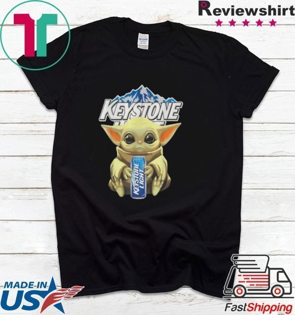 Baby Yoda hug Keystone Light Star Wars Mandalorian Tee Shirt
