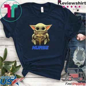 Baby Yoda hug Nurse symbol Medical Star Wars Mandalorian Tee Shirt