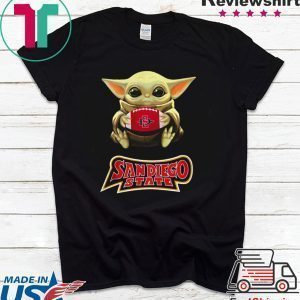 Baby Yoda hug San Diego State Tee Shirt