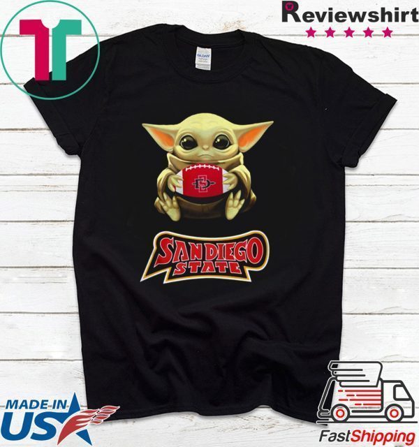 Baby Yoda hug San Diego State Tee Shirt