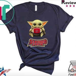 Baby Yoda hug San Diego State Tee Shirt