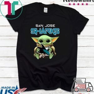 Baby Yoda hug San Jose Sharks Star Wars Mandalorian Tee Shirt