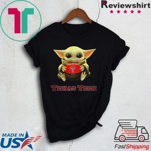 Baby Yoda hug Texas Tech Tee Shirt