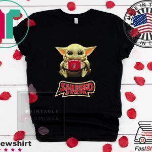 Baby Yoda hugging San Diego State Aztecs Tee Shirt