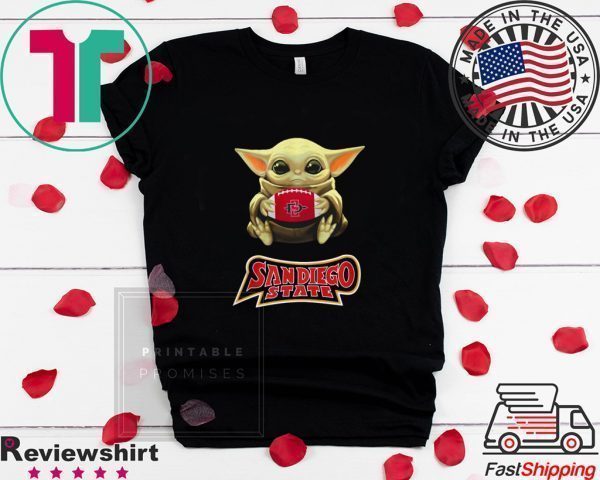 Baby Yoda hugging San Diego State Aztecs Tee Shirt