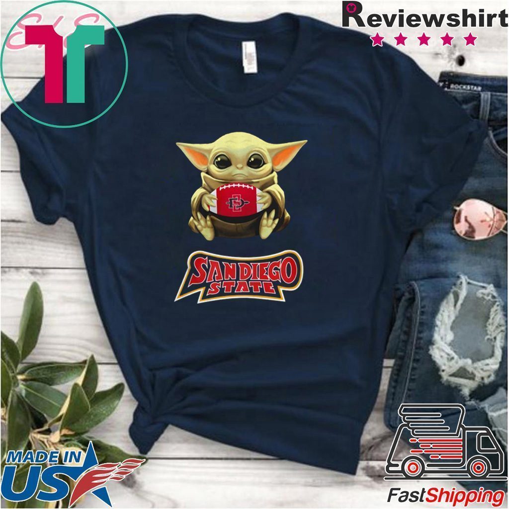 Baby Yoda hugging San Diego State Aztecs Tee Shirt