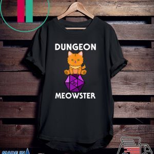 Dungeon Meowster Nerdy Cat D20 Tee Shirt
