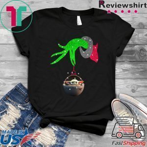 Grinch hand holding Baby Yoda Tee Shirt