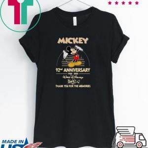 Mickey Mouse 92nd Anniversary 1928-2020 Walt Disney signature Tee Shirt