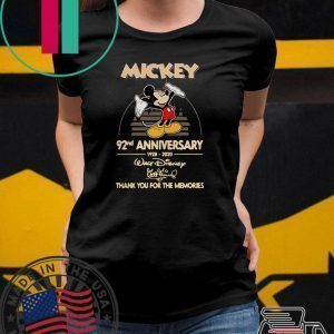 Mickey Mouse 92nd Anniversary 1928-2020 Walt Disney signature Tee Shirt