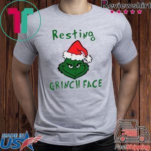 Resting Grinch Face With Santa Hat Tee Shirt