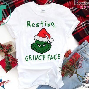 Resting Grinch Face With Santa Hat Tee Shirt
