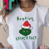 Resting Grinch Face With Santa Hat Tee Shirt