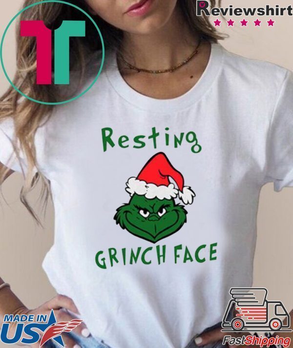 Resting Grinch Face With Santa Hat Tee Shirt