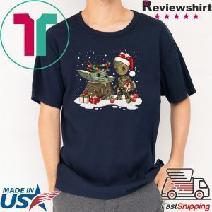 Santa Baby Yoda Yoda and Groot reindeer light christmas Tee Shirt