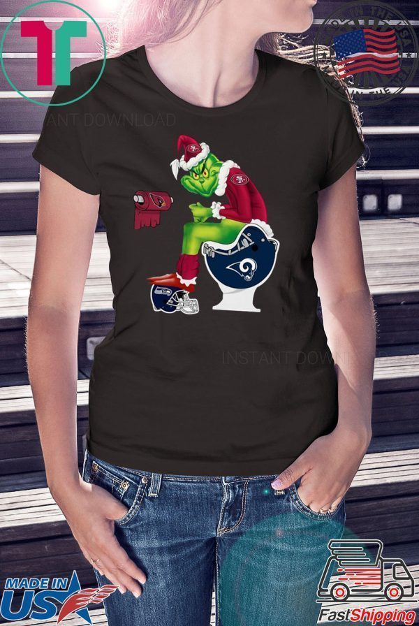 Santa Grinch San Francisco 49ers Los Angeles Rams Toilrty Tee Shirt