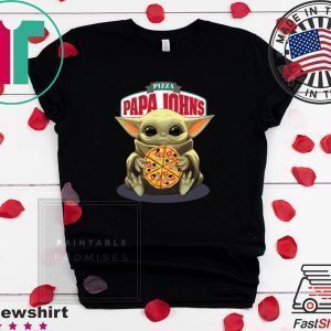 Star Wars Baby Yoda Hug Papa John’s Pizza Tee Shirt