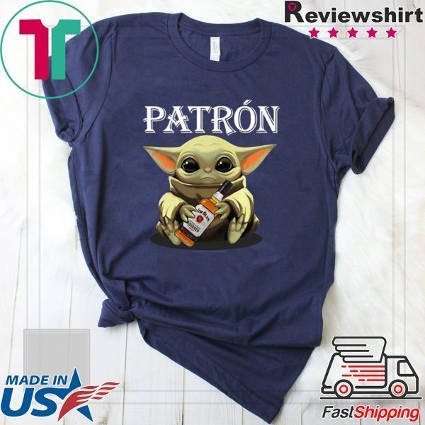 Star Wars Baby Yoda hug Patron Whiskey Tee Shirt