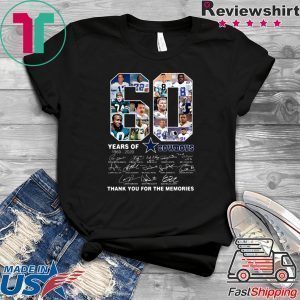 60 Years Of Cowboys 1960-2020 Signatures Thank You For The Memories Tee Shirts