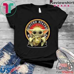 Baby Yoda Hug United States Marine Corps Tee Shirts