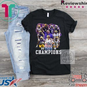 Chick - Fil - A Peach Bowl 2019 Champions Players Signatures Tee Shirt