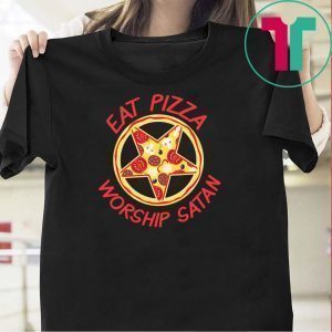 Eat Pizza Worship Satan Ironic Devil Satanic Pentagram Tee Shirts