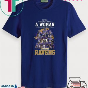 Never Underestimate A woman Who Understands Football And Loves Ravens Tee Shirts