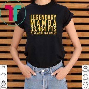 RIP Kobe Bryant Legendary mamba 33464 pts 20 years of greatness Tee Shirt