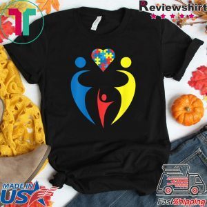 Autism Awarness Family Trio Heart Puzzle Gift Design Tee Shirts