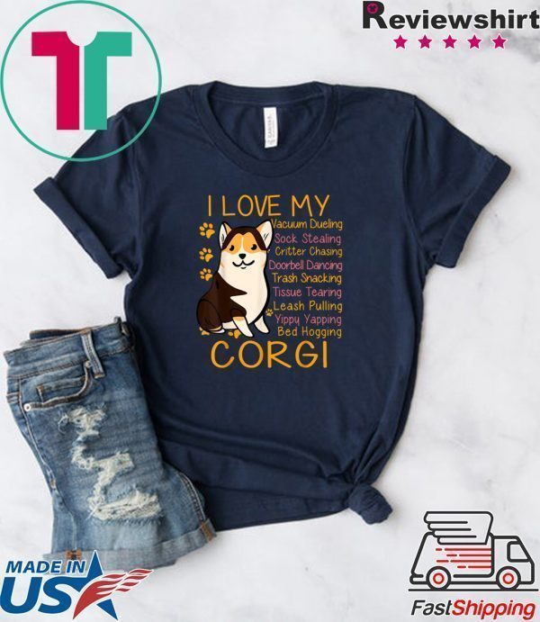 I Love My Tri Color Corgi Mom Mama Dad Youthn Tee Shirts