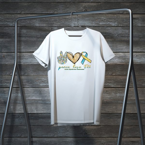 Peace Love T21 Down Syndrome Awareness Tee Shirts