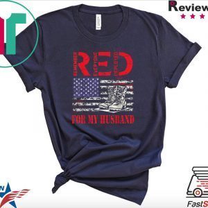 RED Friday For My Husband Army Military Wife US Flag Veteran Tee Shirt